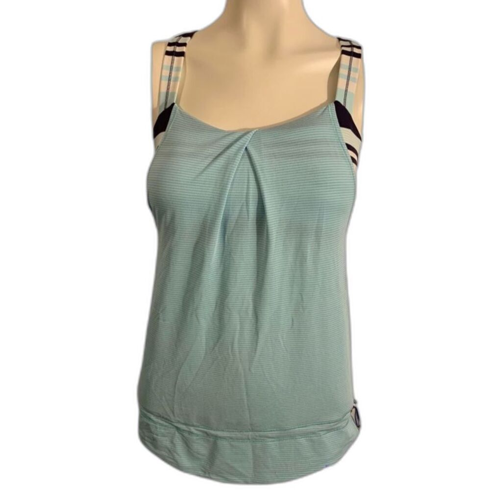 Lululemon Womens Rest Less Racer Back Tank Top Heathered Aquamarine Size 2